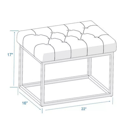 Pouf Trubeck con Base in Metallo Trapuntato in Similpelle Marrone